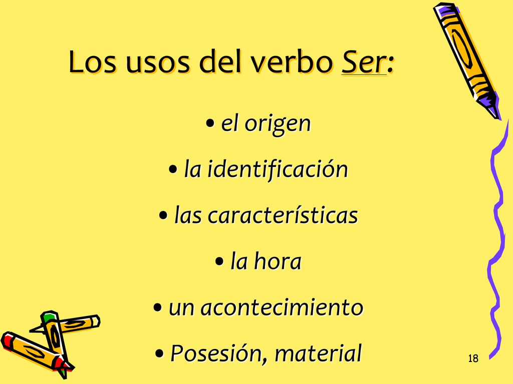 Los usos del verbo Ser: el origen la identificación
