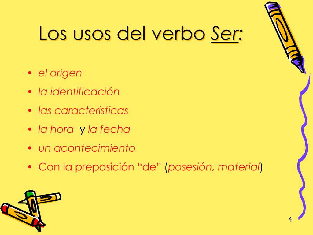 Los usos del verbo Ser: el origen la identificación