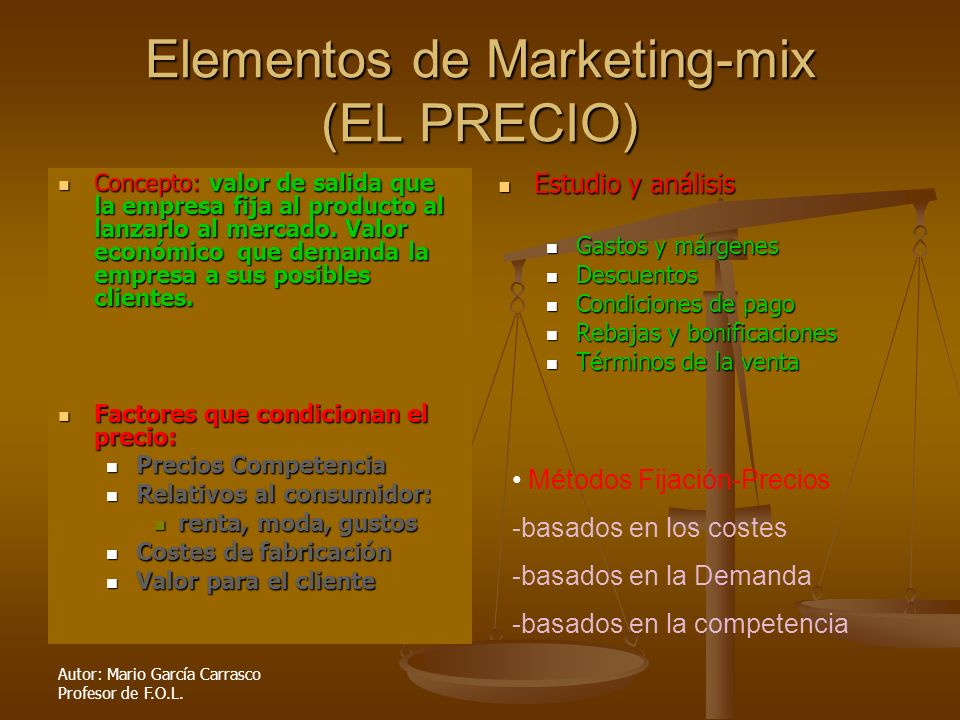 Elementos de Marketing-mix (EL PRECIO)