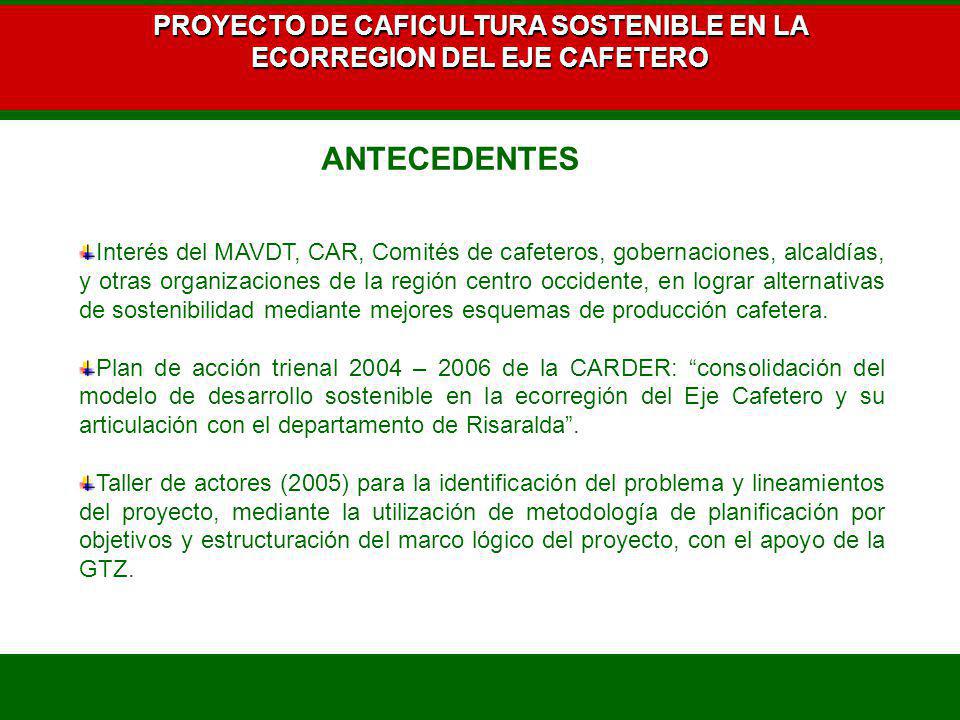 PROYECTO DE CAFICULTURA SOSTENIBLE EN LA ECORREGION DEL EJE CAFETERO