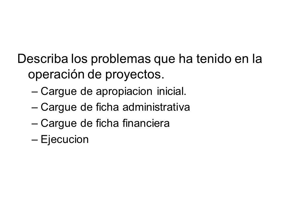 Describa los problemas que ha tenido en la operación de proyectos.