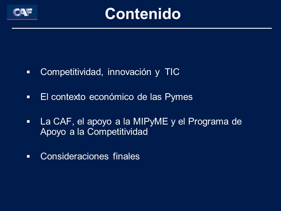 Contenido Competitividad, innovación y TIC