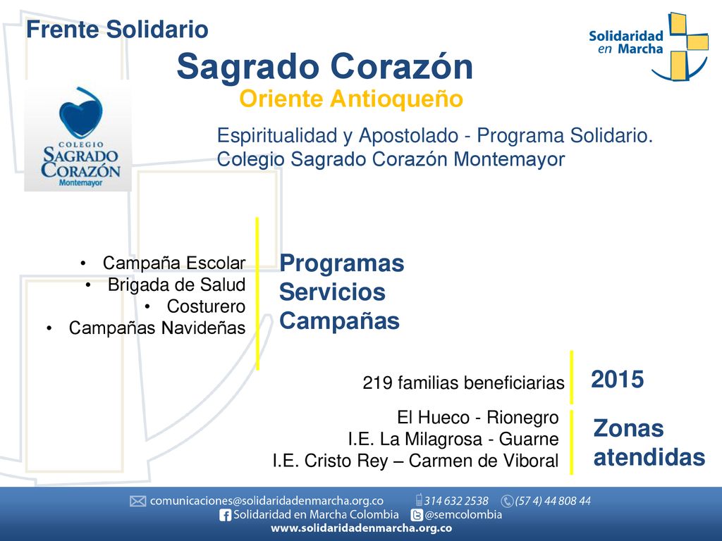 Sagrado Corazón Frente Solidario Oriente Antioqueño Programas