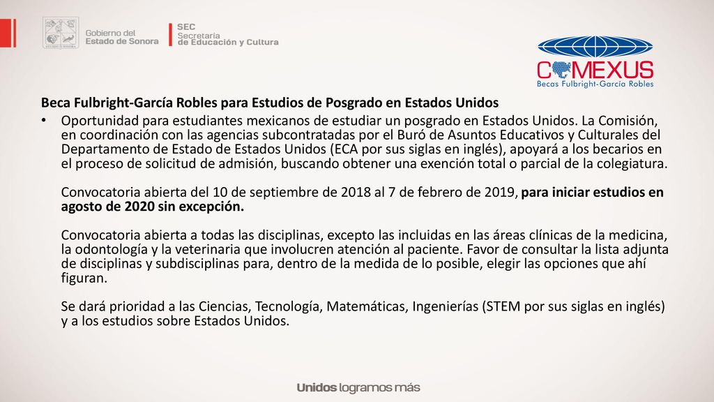 Beca Fulbright-García Robles para Estudios de Posgrado en Estados Unidos