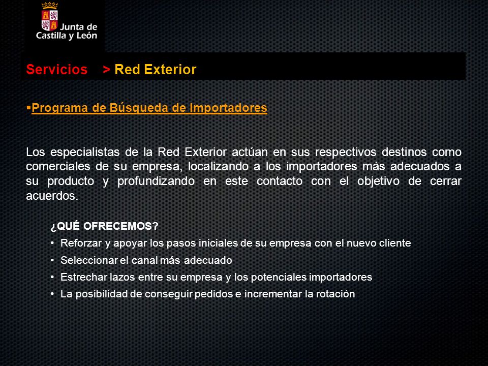 Servicios > Red Exterior Programa de Búsqueda de Importadores
