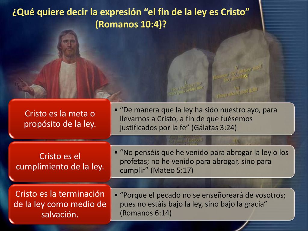 ¿Qué quiere decir la expresión el fin de la ley es Cristo (Romanos 10:4)