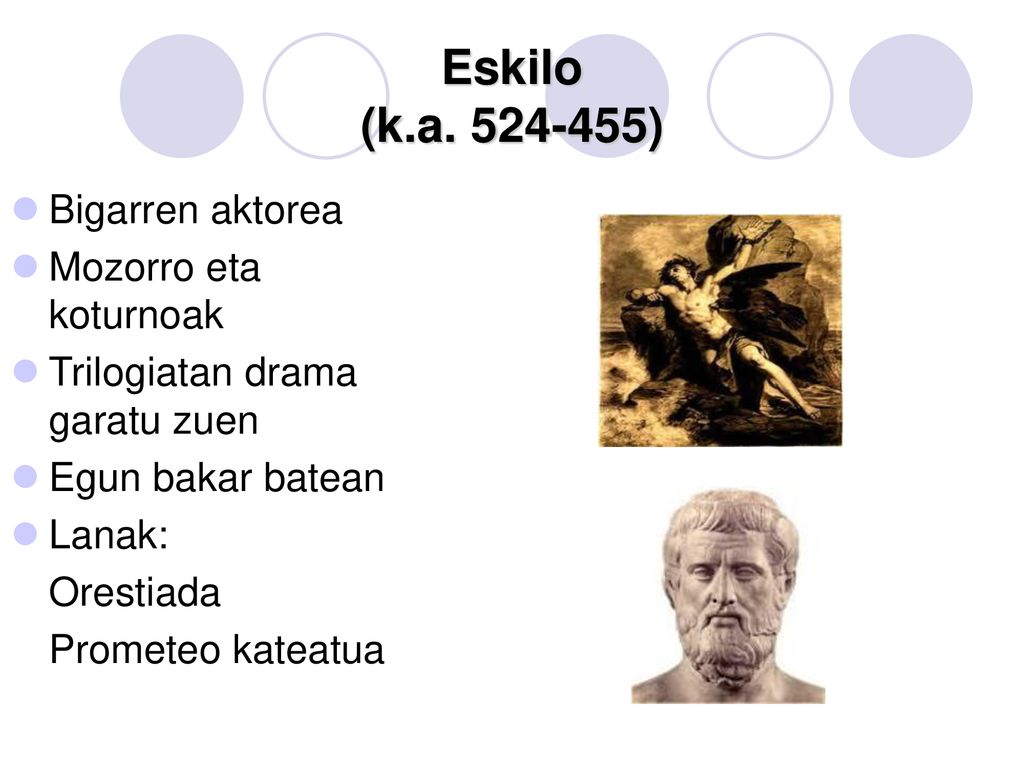 Eskilo (k.a ) Bigarren aktorea Mozorro eta koturnoak