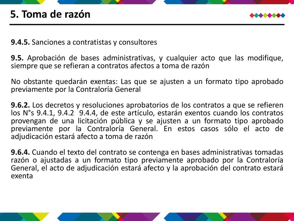 5. Toma de razón Sanciones a contratistas y consultores