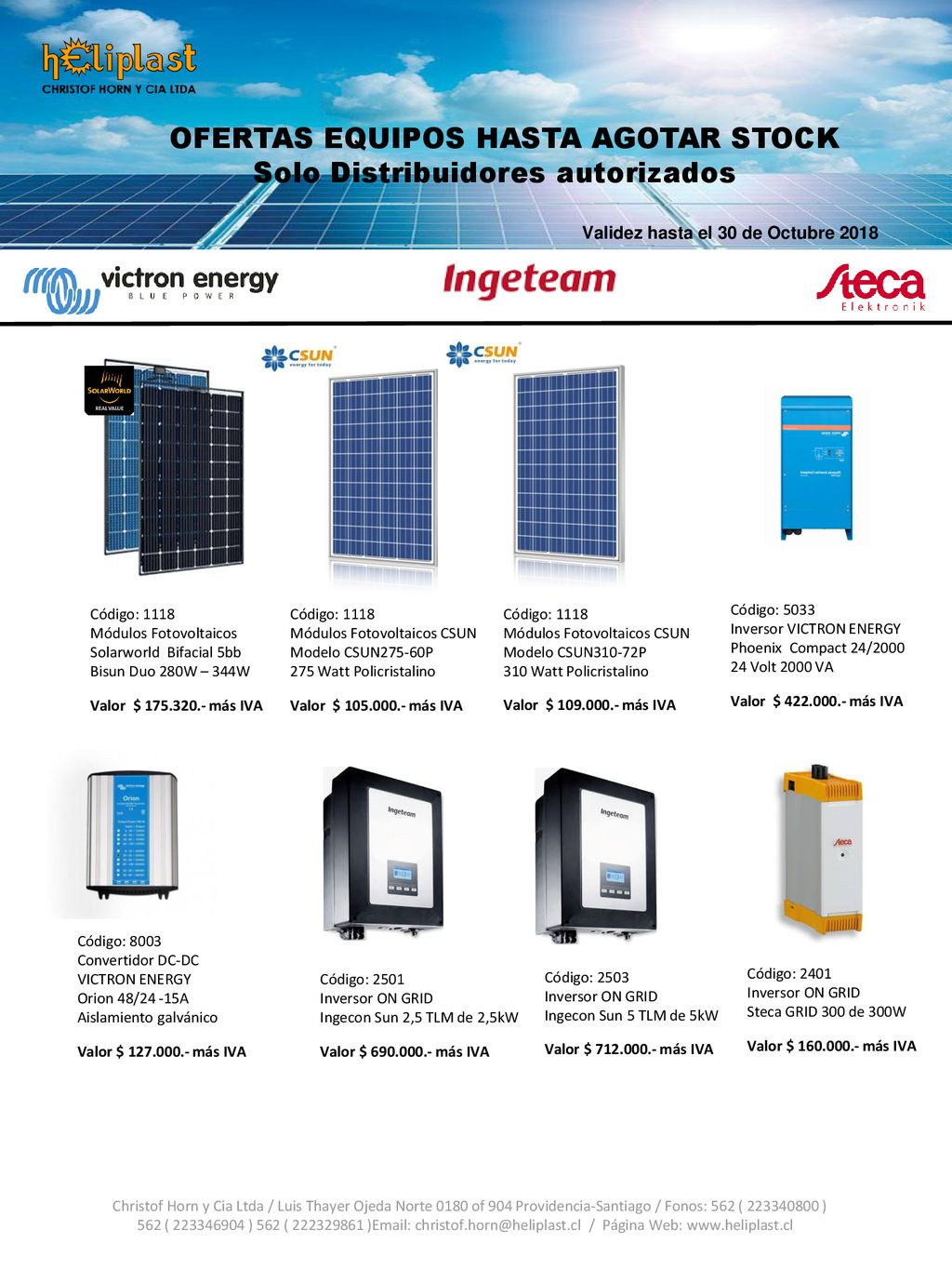 OFERTAS EQUIPOS HASTA AGOTAR STOCK Solo Distribuidores autorizados