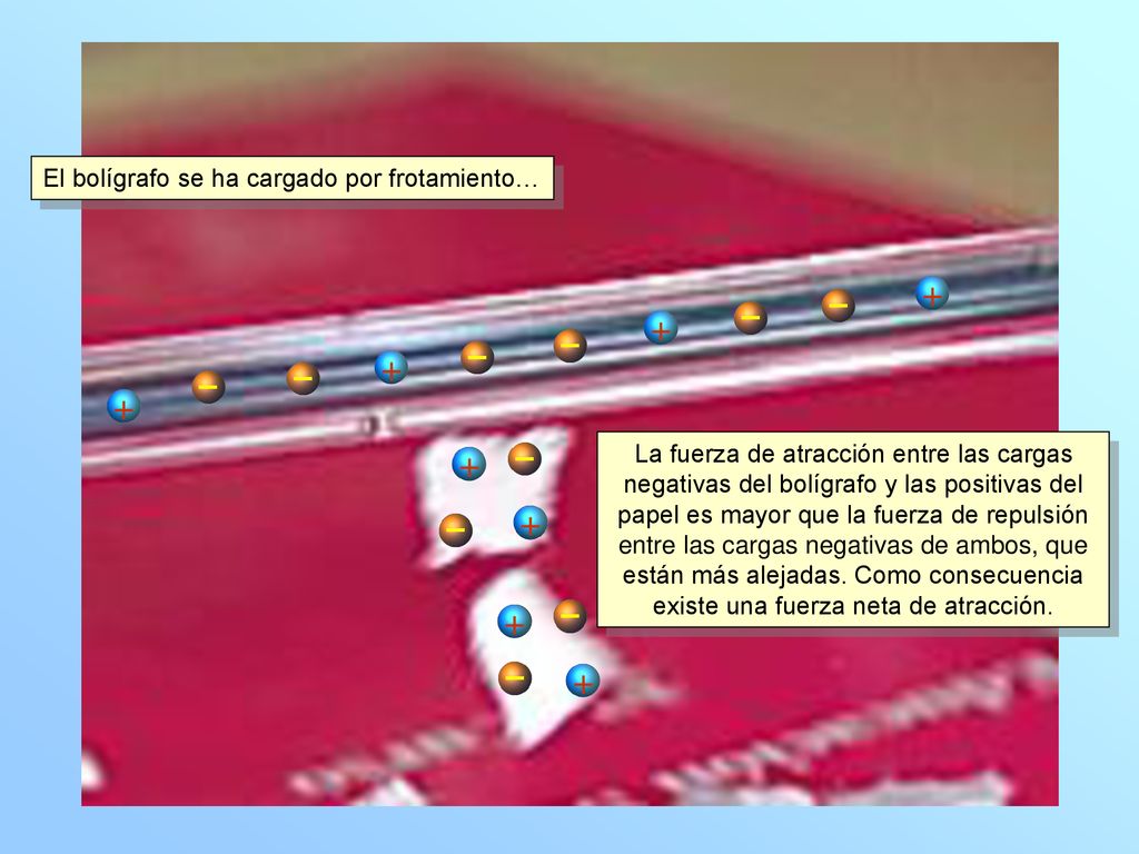 …los trocitos de papel se electrizan por inducción o influencia.