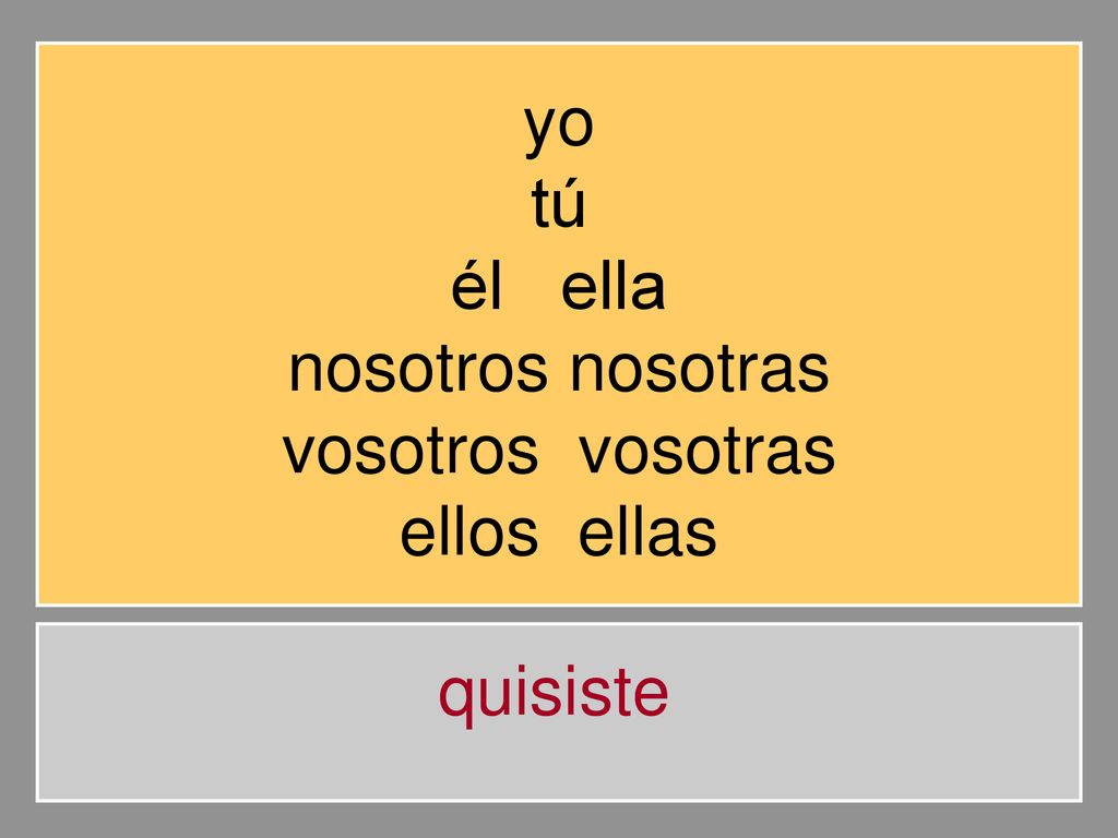 yo tú él ella nosotros nosotras vosotros vosotras ellos ellas quisiste