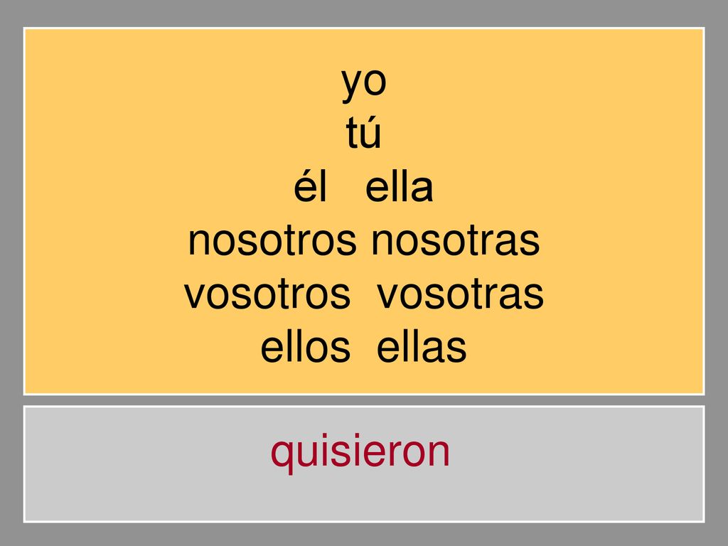 yo tú él ella nosotros nosotras vosotros vosotras ellos ellas quisieron