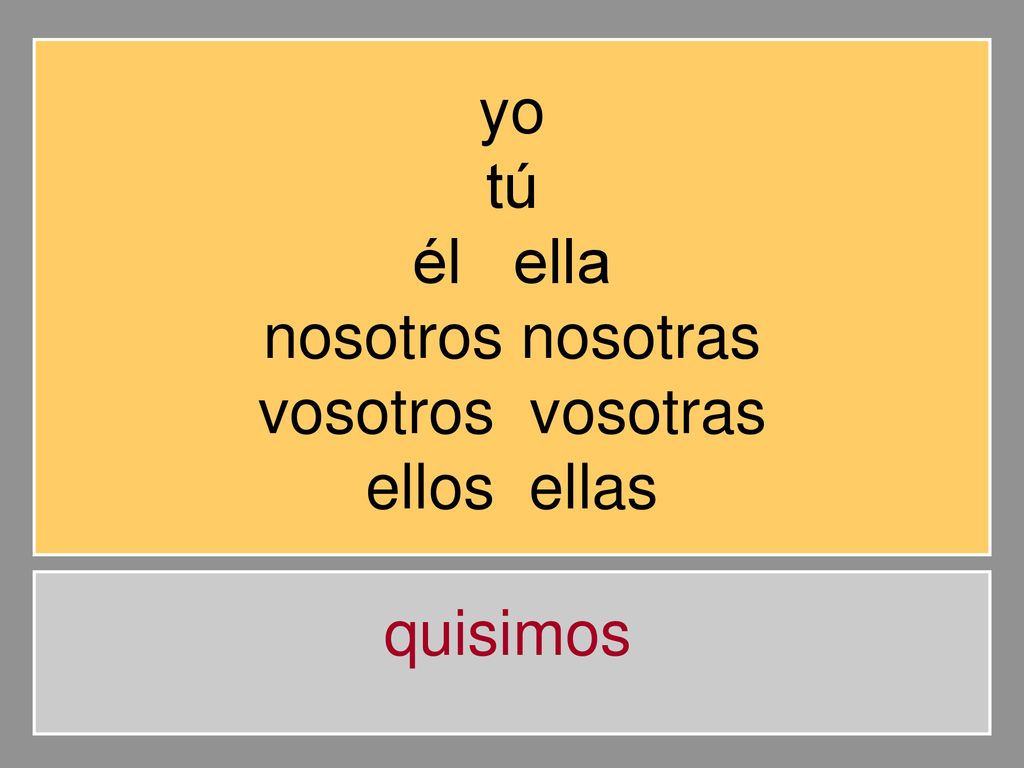 yo tú él ella nosotros nosotras vosotros vosotras ellos ellas quisimos