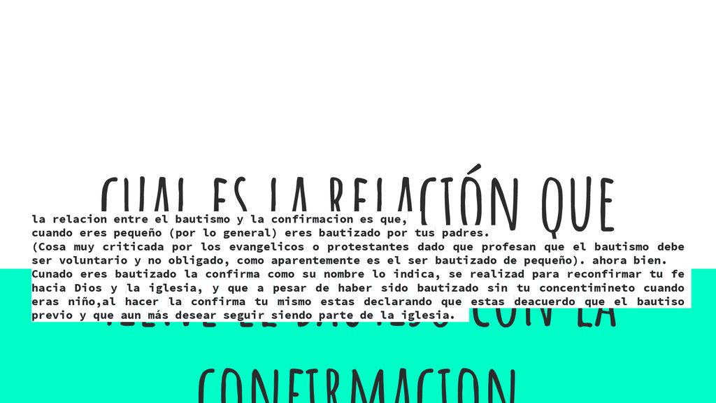 cual es la relación que tiene el bautiso con la confirmacion