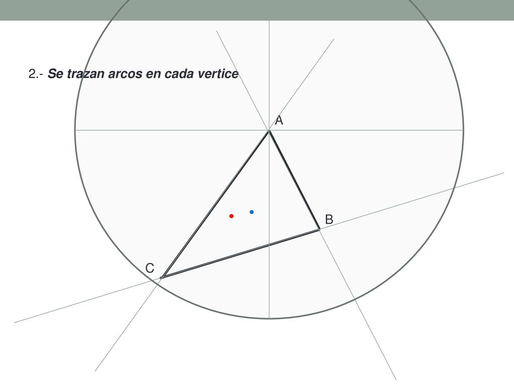 A B C 2.- Se trazan arcos en cada vertice