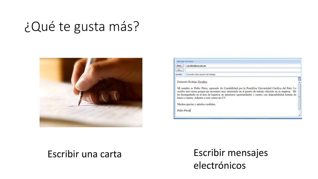 ¿Qué te gusta más Escribir una carta Escribir mensajes electrónicos