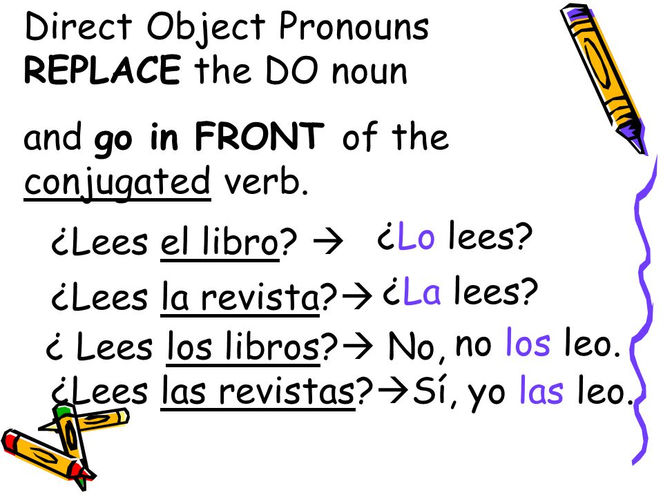Direct Object Pronouns REPLACE the DO noun