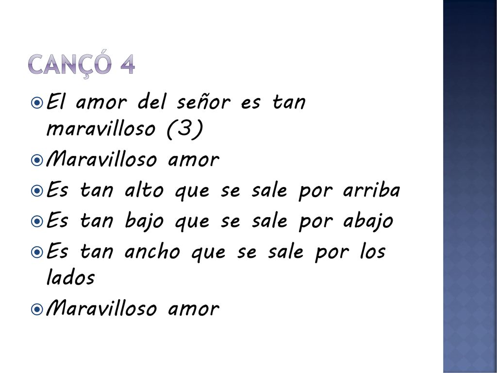 Cançó 4 El amor del señor es tan maravilloso (3) Maravilloso amor