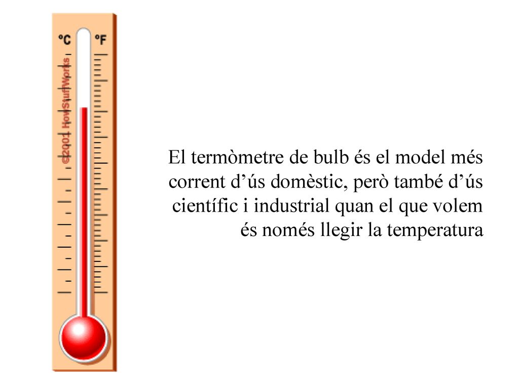 El termòmetre de bulb és el model més corrent d’ús domèstic, però també d’ús científic i industrial quan el que volem és només llegir la temperatura