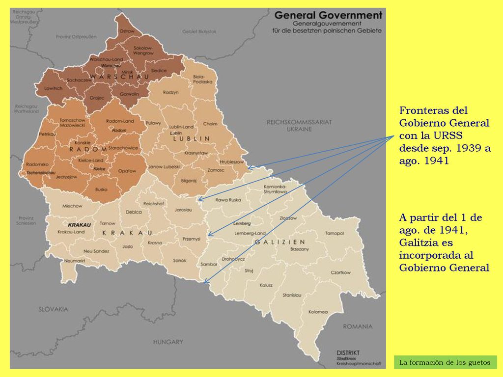 Fronteras del Gobierno General con la URSS desde sep a ago. 1941