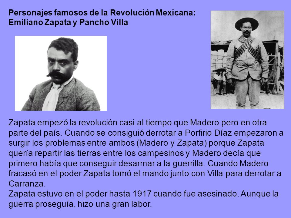 Personajes famosos de la Revolución Mexicana: Emiliano Zapata y Pancho Villa
