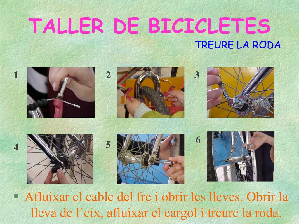 TREURE LA RODA Afluixar el cable del fre i obrir les lleves.