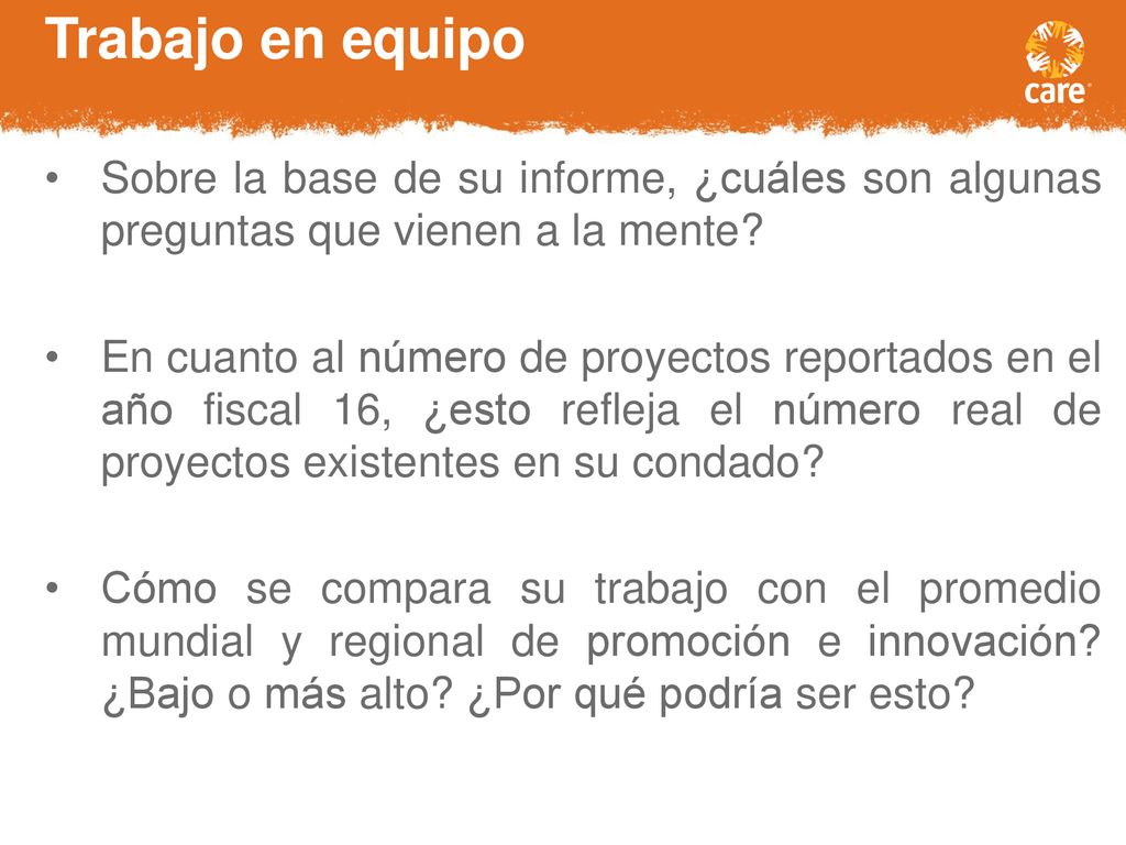 Trabajo en equipo Sobre la base de su informe, ¿cuáles son algunas preguntas que vienen a la mente