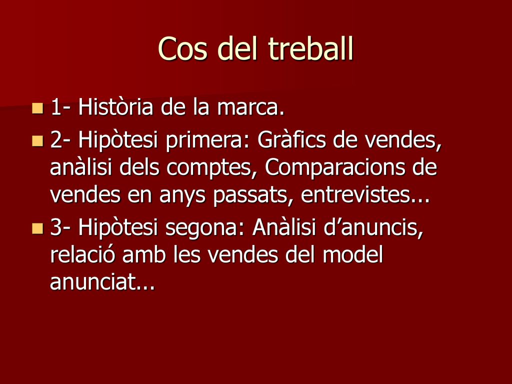 Cos del treball 1- Història de la marca.