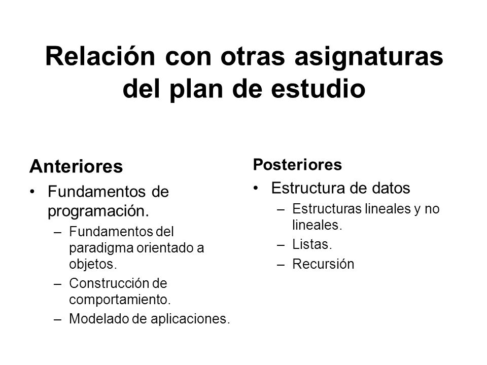 Relación con otras asignaturas del plan de estudio