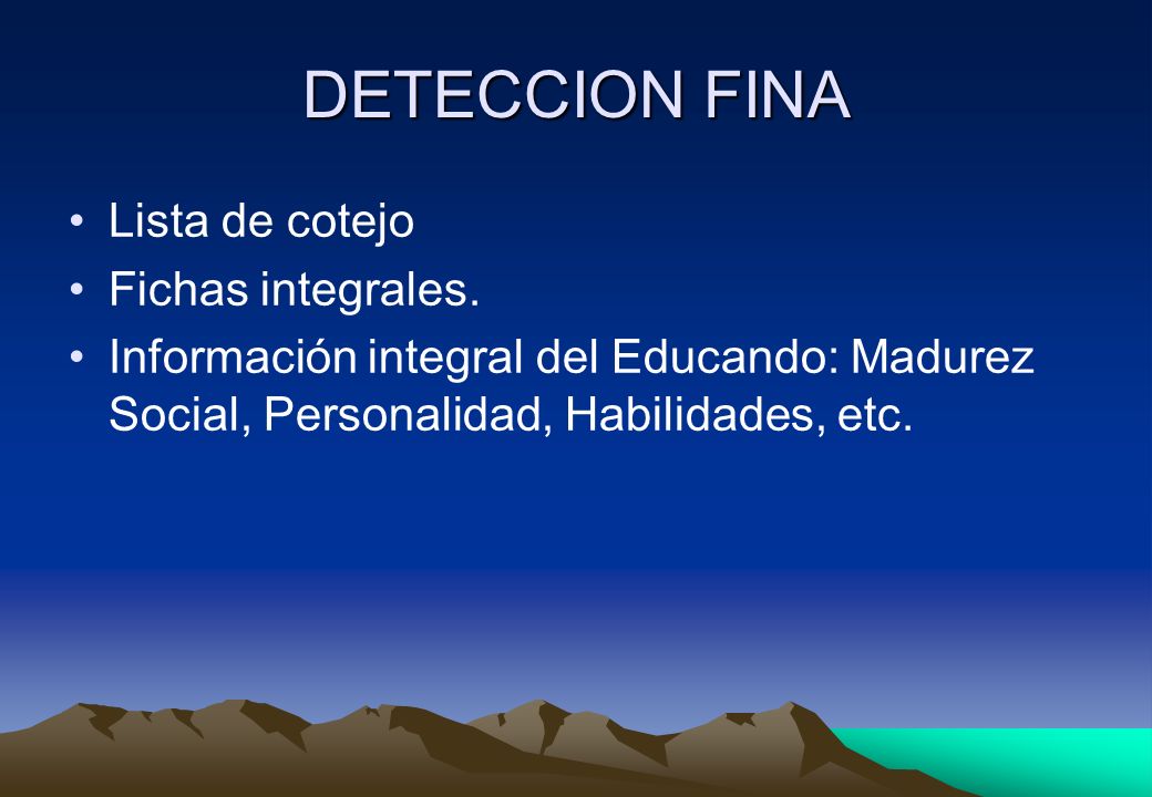 DETECCION FINA Lista de cotejo Fichas integrales.