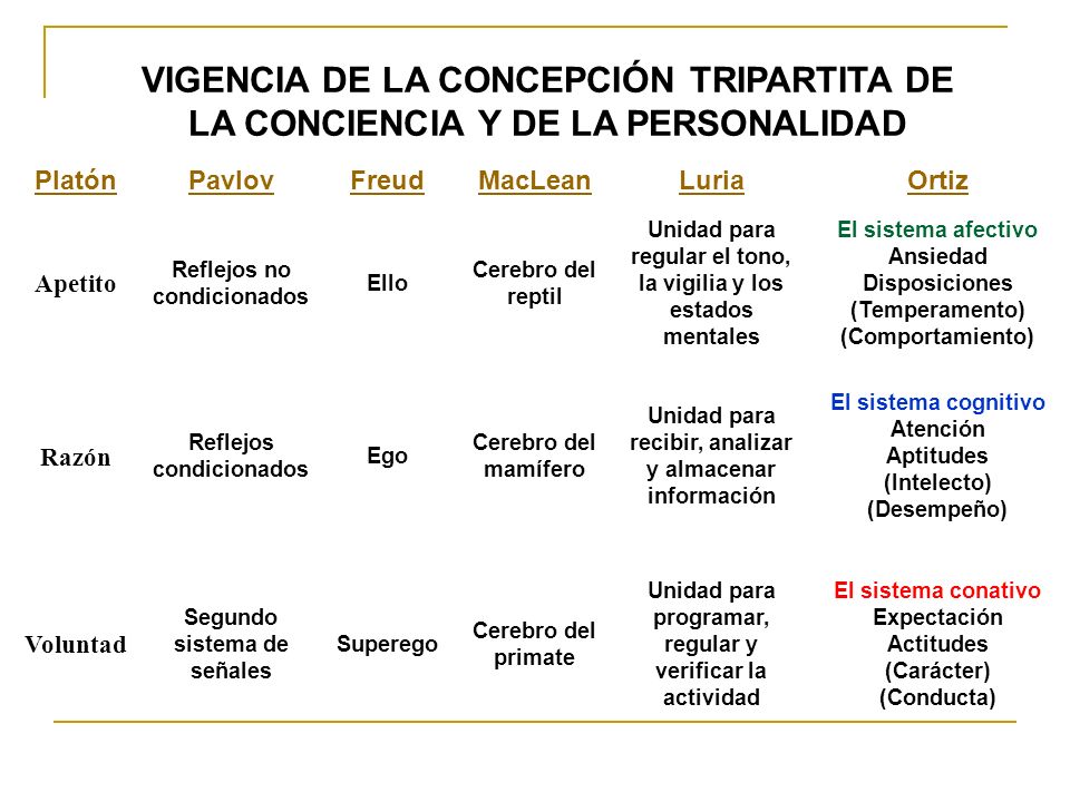 VIGENCIA DE LA CONCEPCIÓN TRIPARTITA DE LA CONCIENCIA Y DE LA PERSONALIDAD