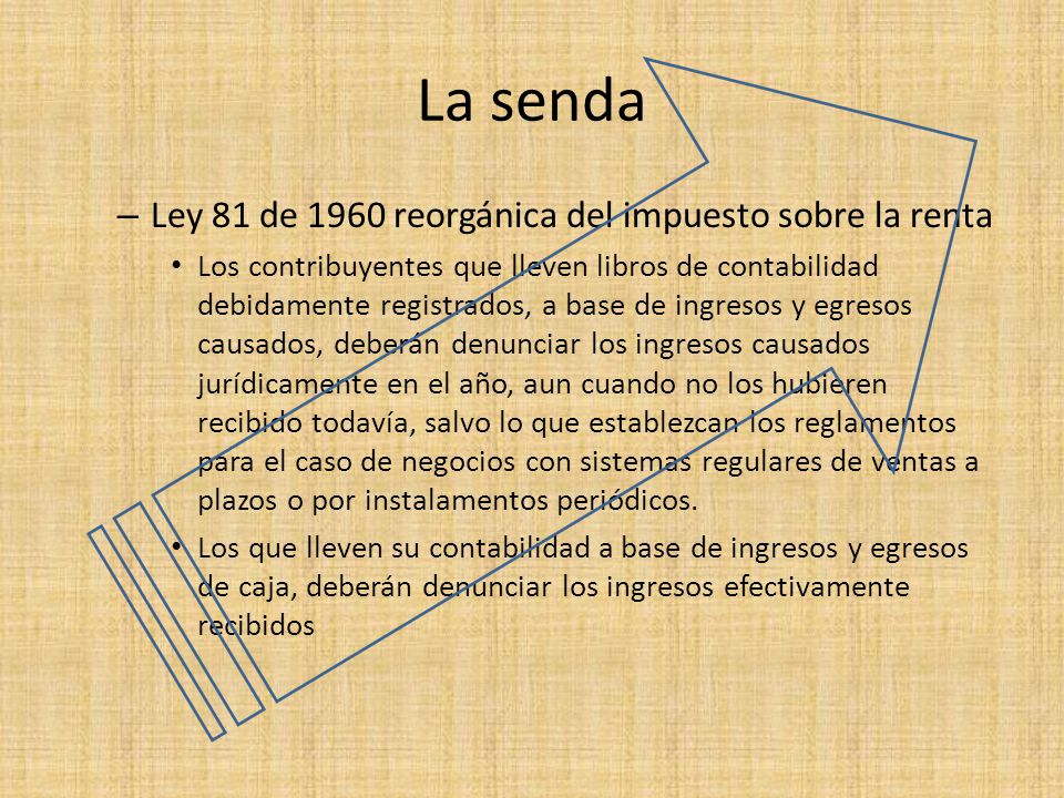 La senda Ley 81 de 1960 reorgánica del impuesto sobre la renta