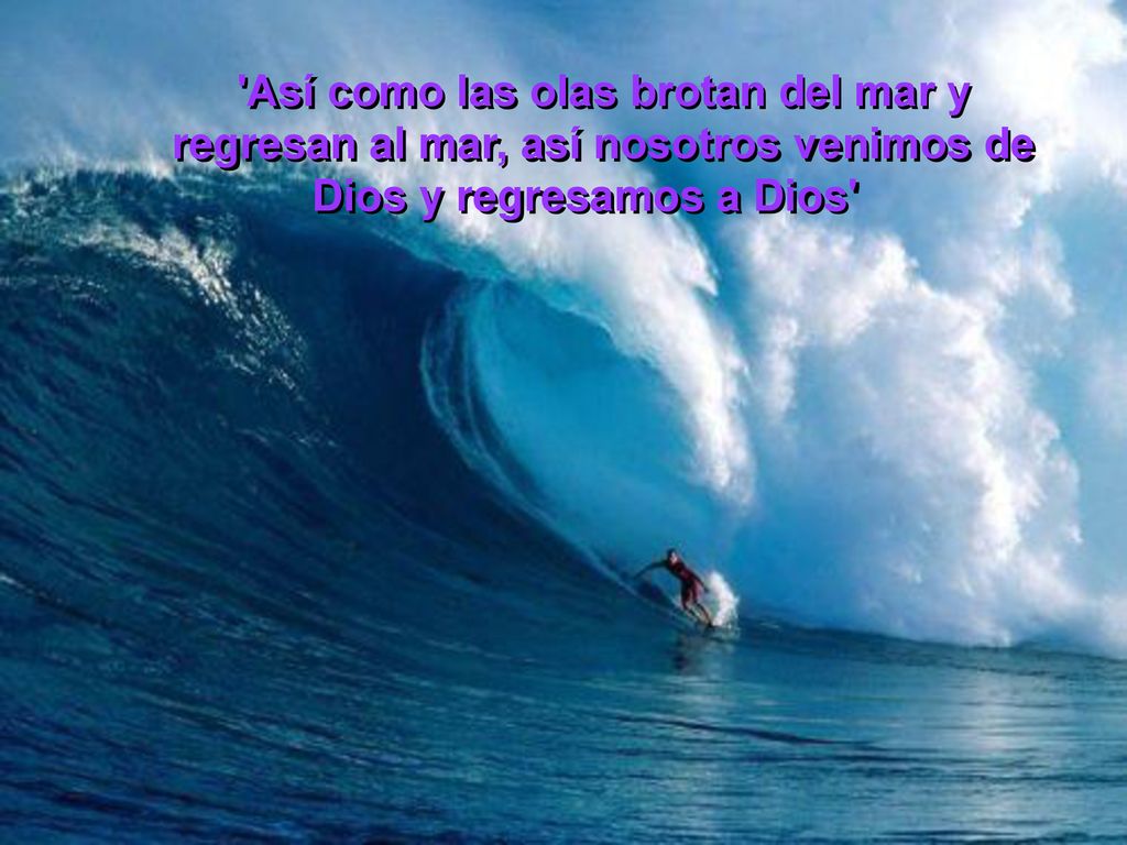 Así como las olas brotan del mar y regresan al mar, así nosotros venimos de Dios y regresamos a Dios