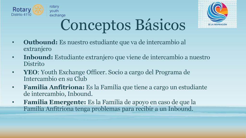 Conceptos Básicos Outbound: Es nuestro estudiante que va de intercambio al extranjero.
