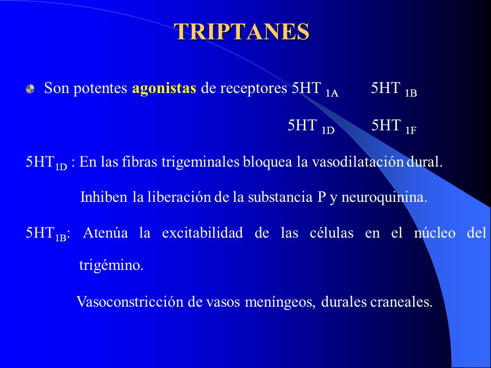 TRIPTANES Son potentes agonistas de receptores 5HT 1A 5HT 1B