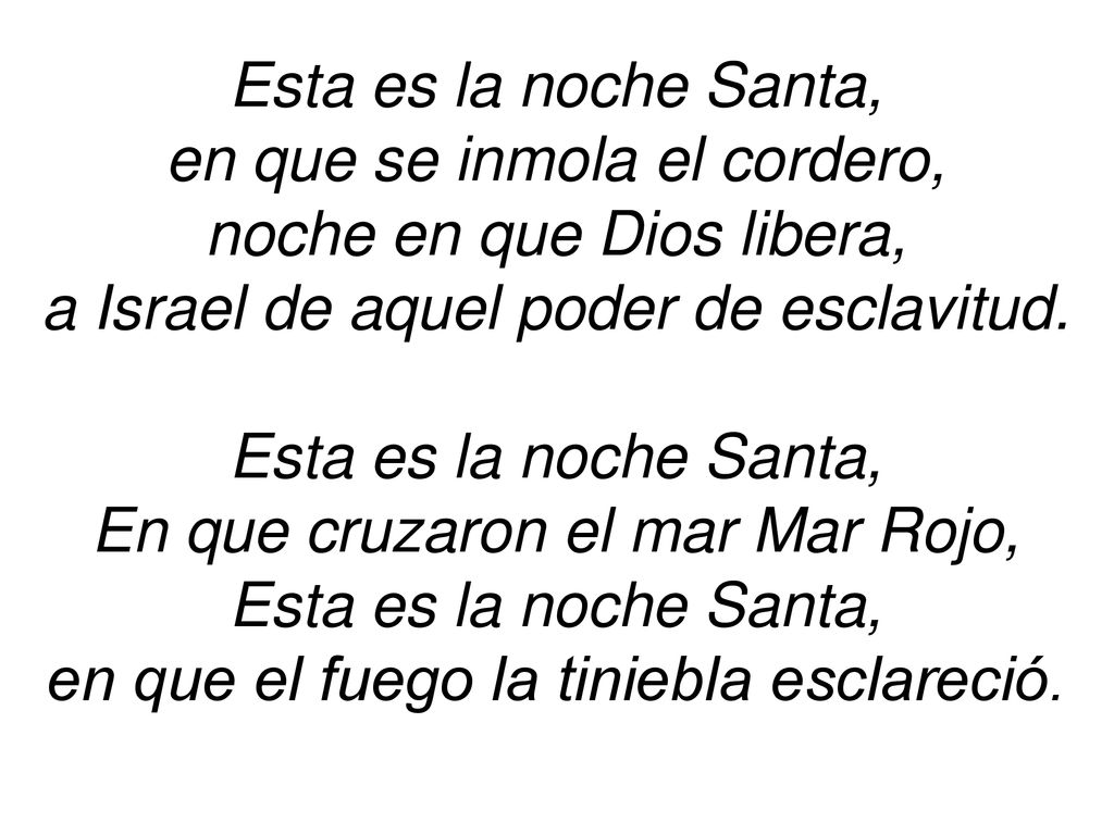 en que se inmola el cordero, noche en que Dios libera,