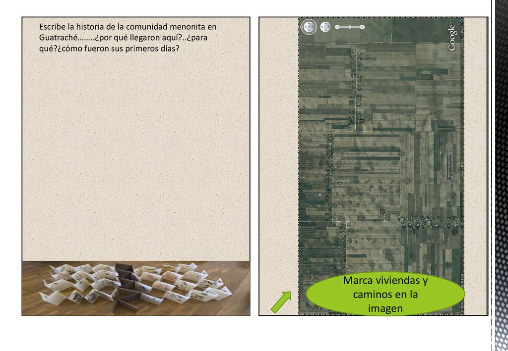 Marca viviendas y caminos en la imagen