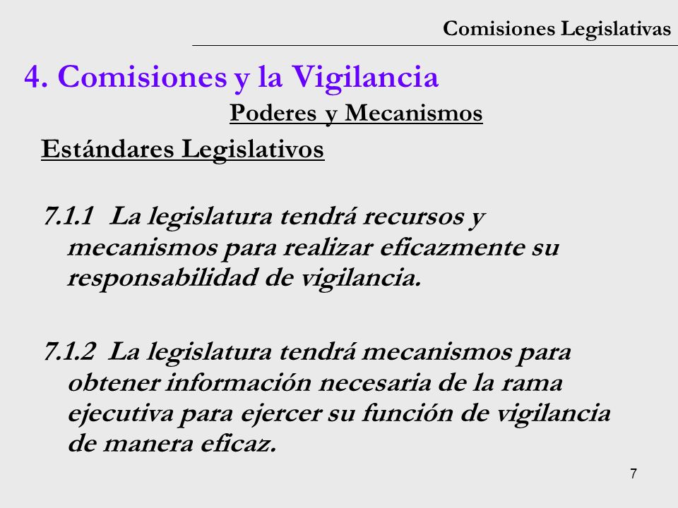 4. Comisiones y la Vigilancia