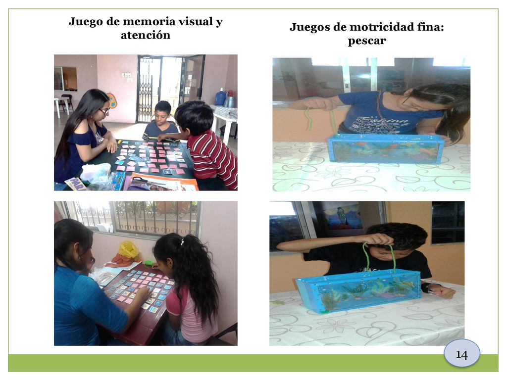Juego de memoria visual y atención Juegos de motricidad fina: pescar