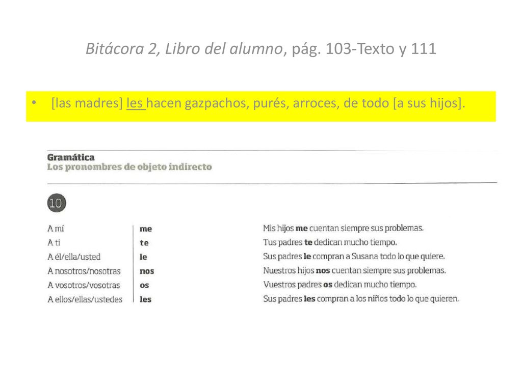 Bitácora 2, Libro del alumno, pág. 103-Texto y 111