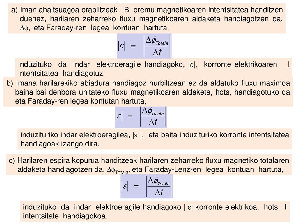 a) Iman ahaltsuagoa erabiltzeak B eremu magnetikoaren intentsitatea handitzen duenez, harilaren zeharreko fluxu magnetikoaren aldaketa handiagotzen da, , eta Faraday-ren legea kontuan hartuta,