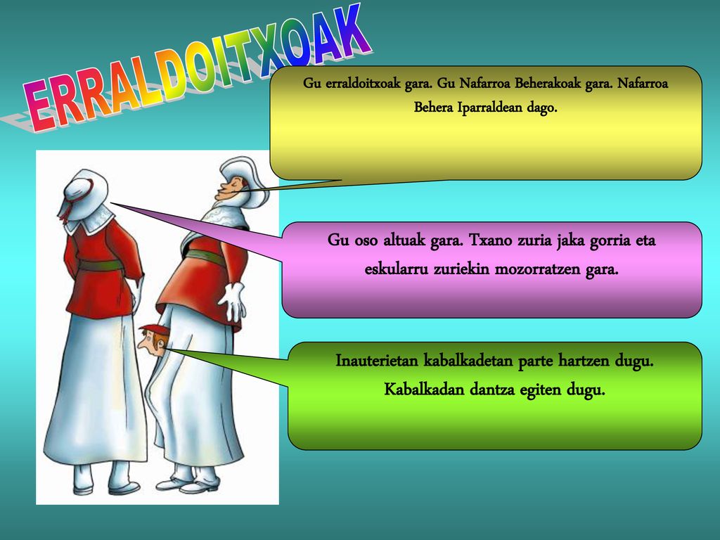 ERRALDOITXOAK Gu erraldoitxoak gara. Gu Nafarroa Beherakoak gara. Nafarroa Behera Iparraldean dago.
