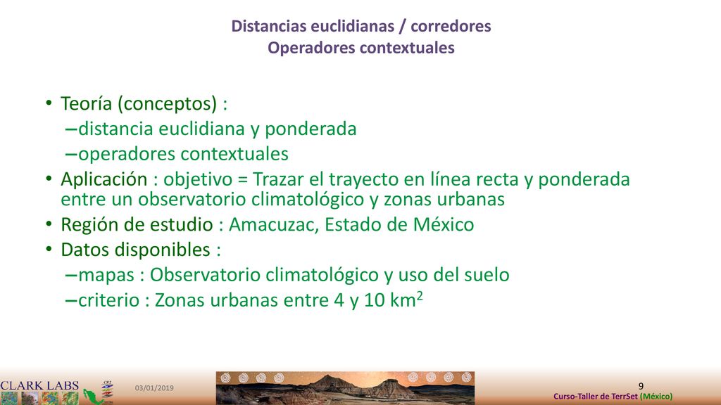 Distancias euclidianas / corredores Operadores contextuales