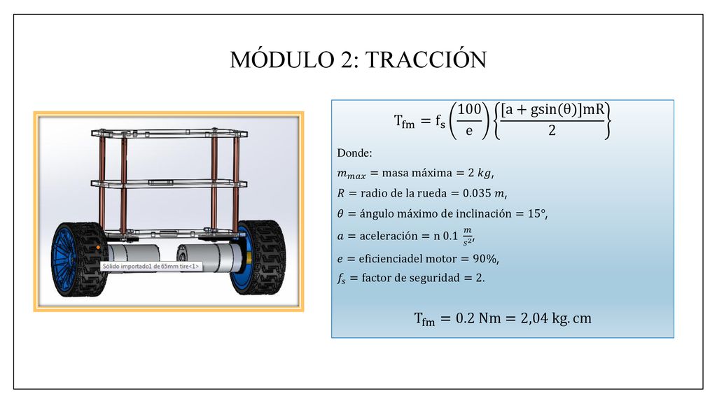 MÓDULO 2: TRACCIÓN T fm = f s 100 e [a+gsin(θ)]mR 2