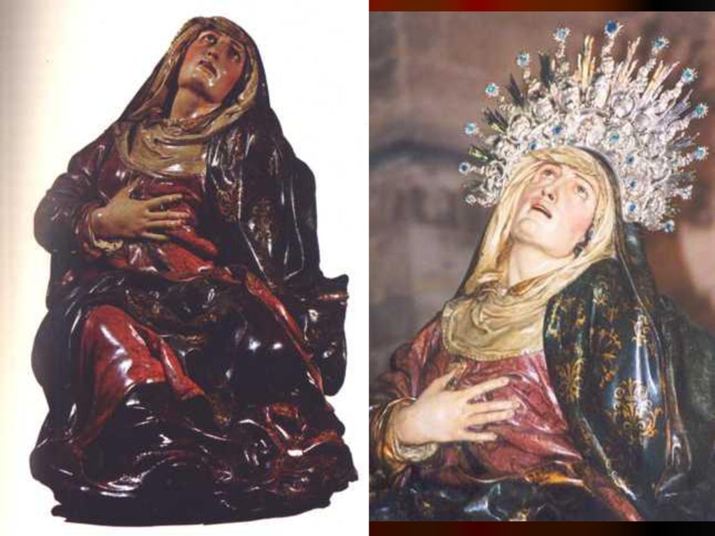 Otra aportación importante de Juni a la iconografía religiosa es la imagen de la Dolorosa , prototipo de Virgen procesional castellana del Barroco.
