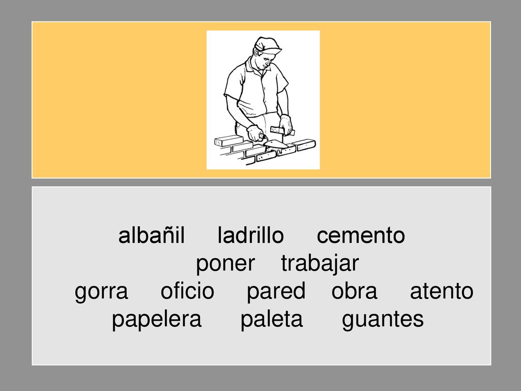 albañil ladrillo cemento poner trabajar gorra oficio pared obra atento