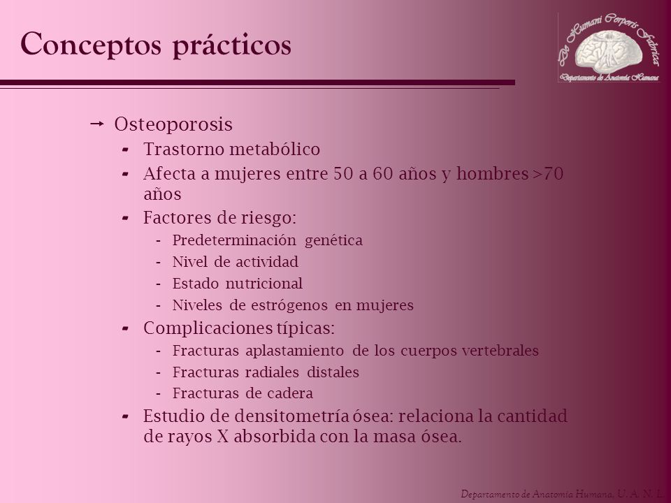 Conceptos prácticos Osteoporosis Trastorno metabólico