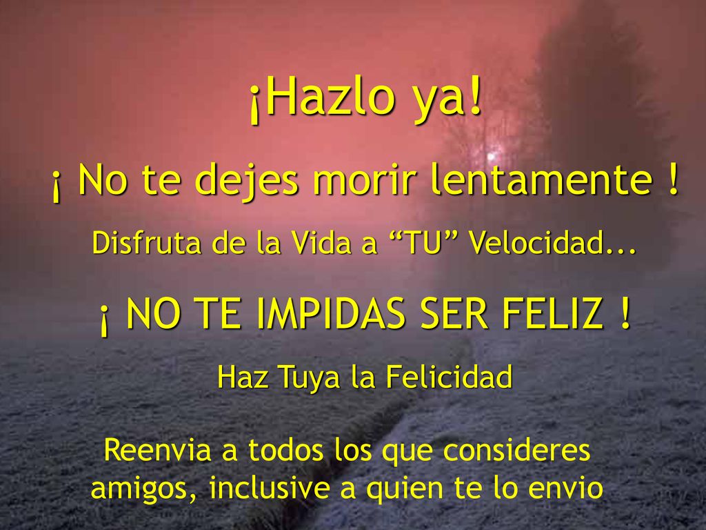 ¡Hazlo ya! ¡ No te dejes morir lentamente !