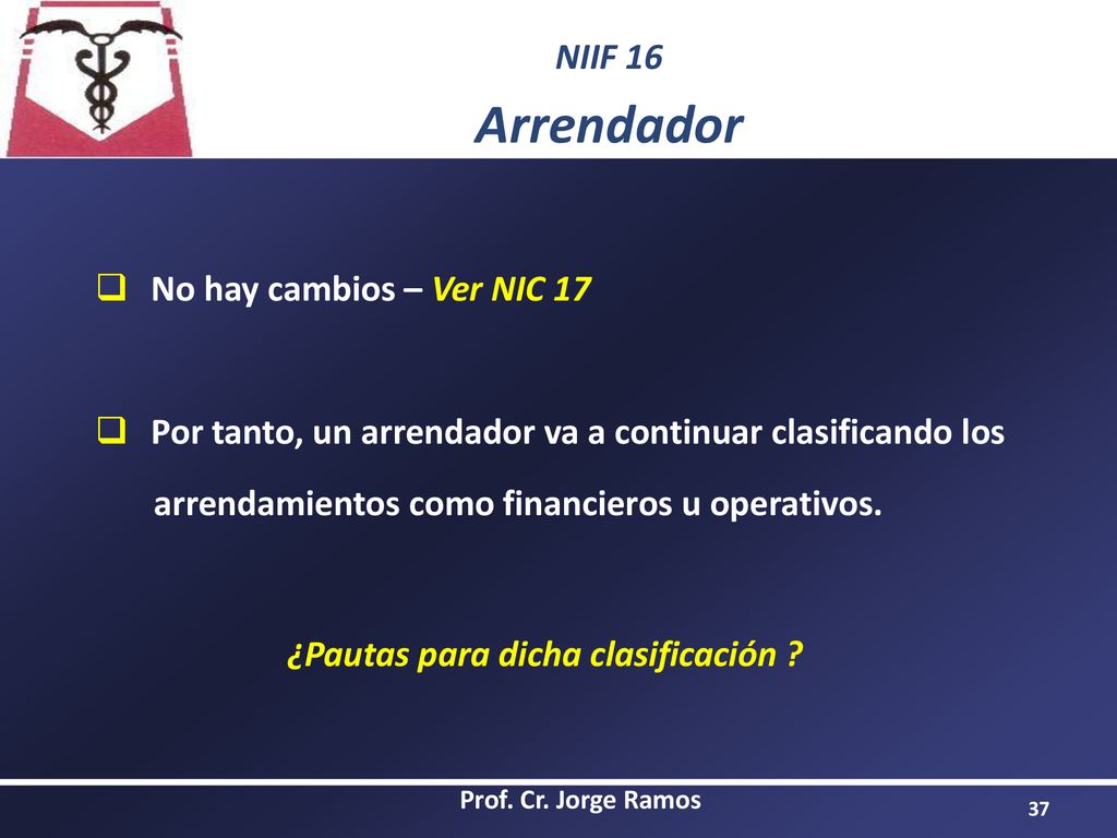 Por tanto, un arrendador va a continuar clasificando los