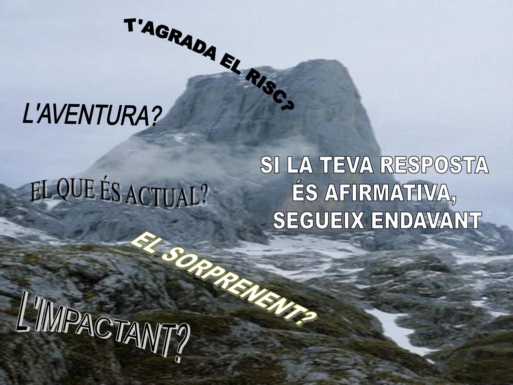 T AGRADA EL RISC L AVENTURA SI LA TEVA RESPOSTA. ÉS AFIRMATIVA, SEGUEIX ENDAVANT. EL QUE ÉS ACTUAL